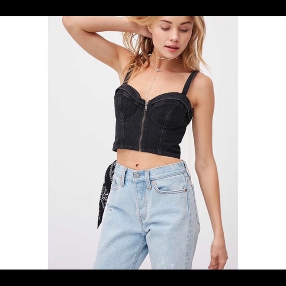 guess denim crop top